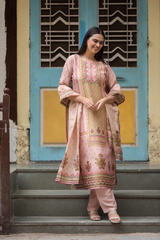 Satrangi Women's Light Pink Embroidered 3/4 Sleeve Sleeve Kurta and Pant Set with Dupatta in Viscose