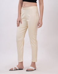 Satrangi Women's Cream Viscose Lycra Trouser - Satrangi Fashion