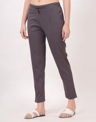 Satrangi Women's Grey Viscose Lycra Trouser - Satrangi Fashion