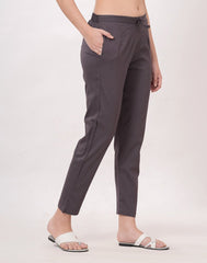 Satrangi Women's Grey Viscose Lycra Trouser - Satrangi Fashion