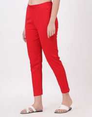 Satrangi Women's Red Viscose Lycra Trouser - Satrangi Fashion