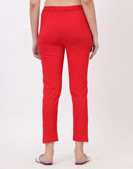 Satrangi Women's Red Viscose Lycra Trouser - Satrangi Fashion