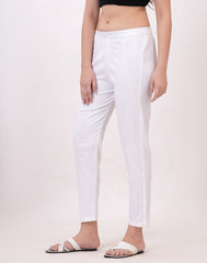 Satrangi Women's White Viscose Lycra Trouser - Satrangi Fashion