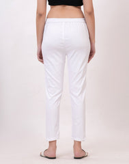 Satrangi Women's White Viscose Lycra Trouser - Satrangi Fashion