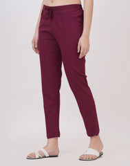 Satrangi Women's Wine Viscose Lycra Trouser - Satrangi Fashion